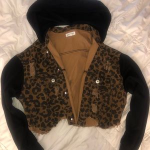 Cheetah print jean jacket